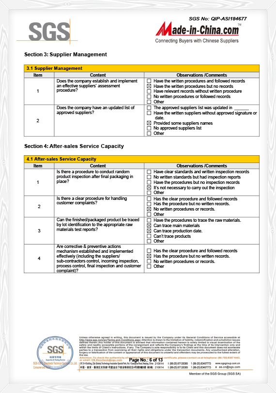 Gestion des fournisseurs SGS