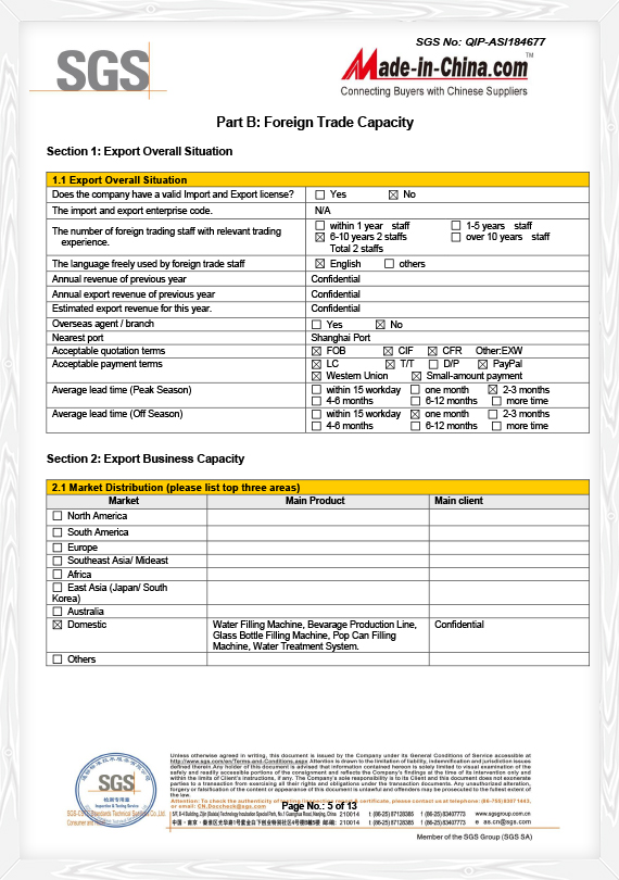 Certification SGS