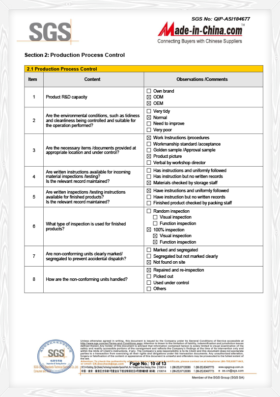 Contrôle de processus SGS